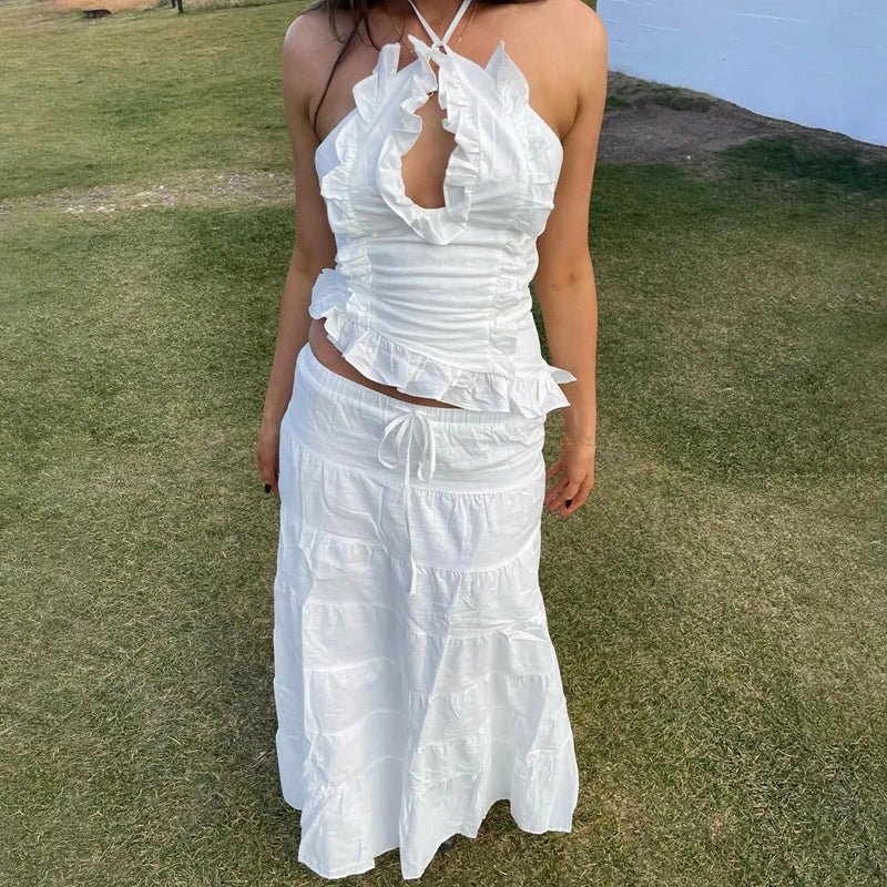 Conjunto de dos piezas con volantes Yasmine