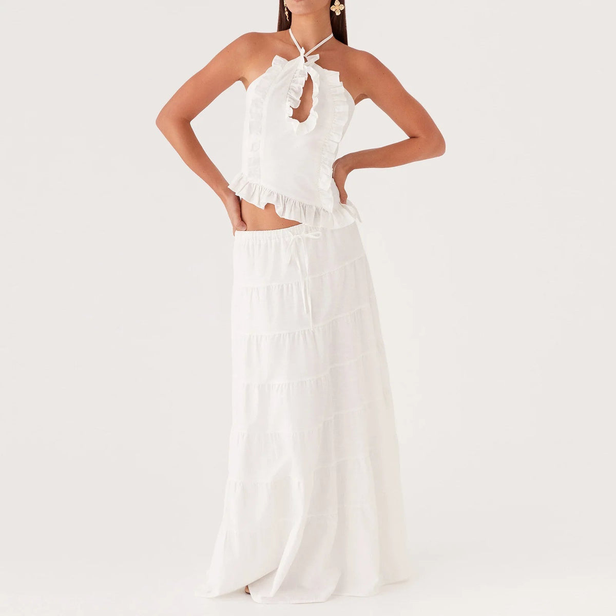 Conjunto de dos piezas con volantes Yasmine