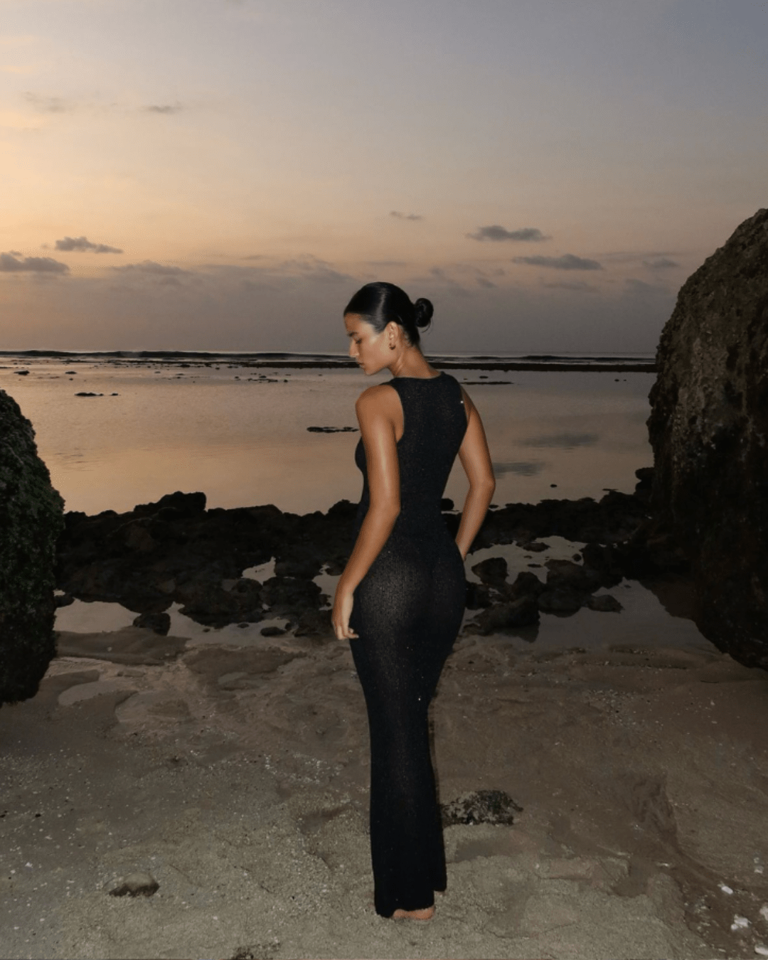 Vestido maxi transparente con lentejuelas Zenaya