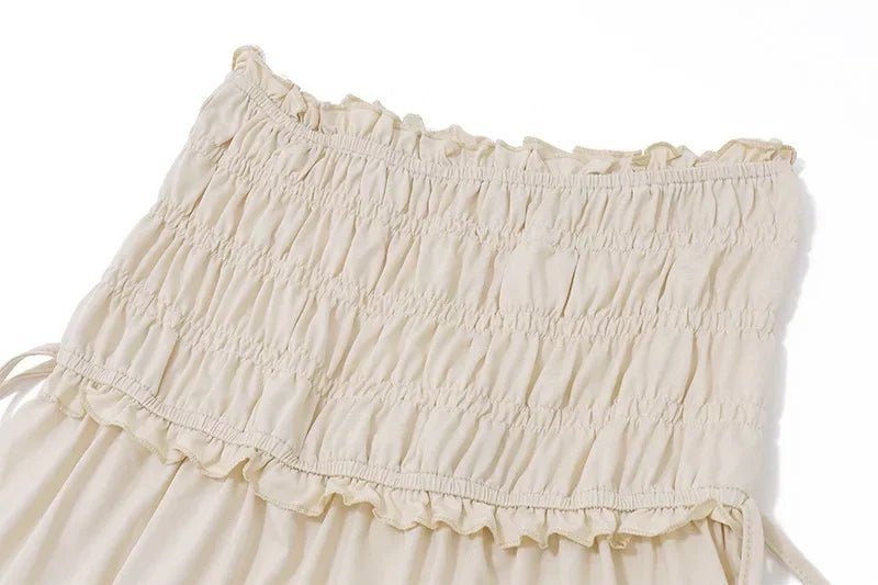 Conjunto Zendaya de top corto con volantes y falda larga