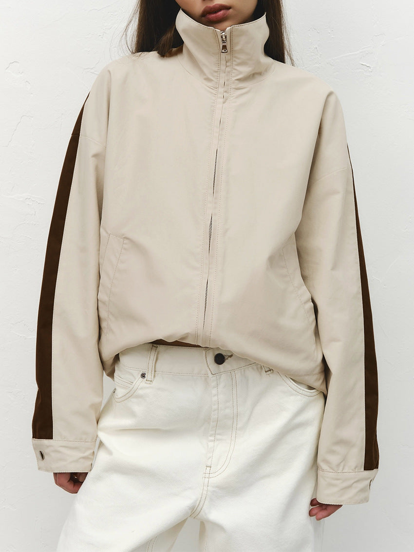 Chaqueta con cremallera y raya en contraste Demi