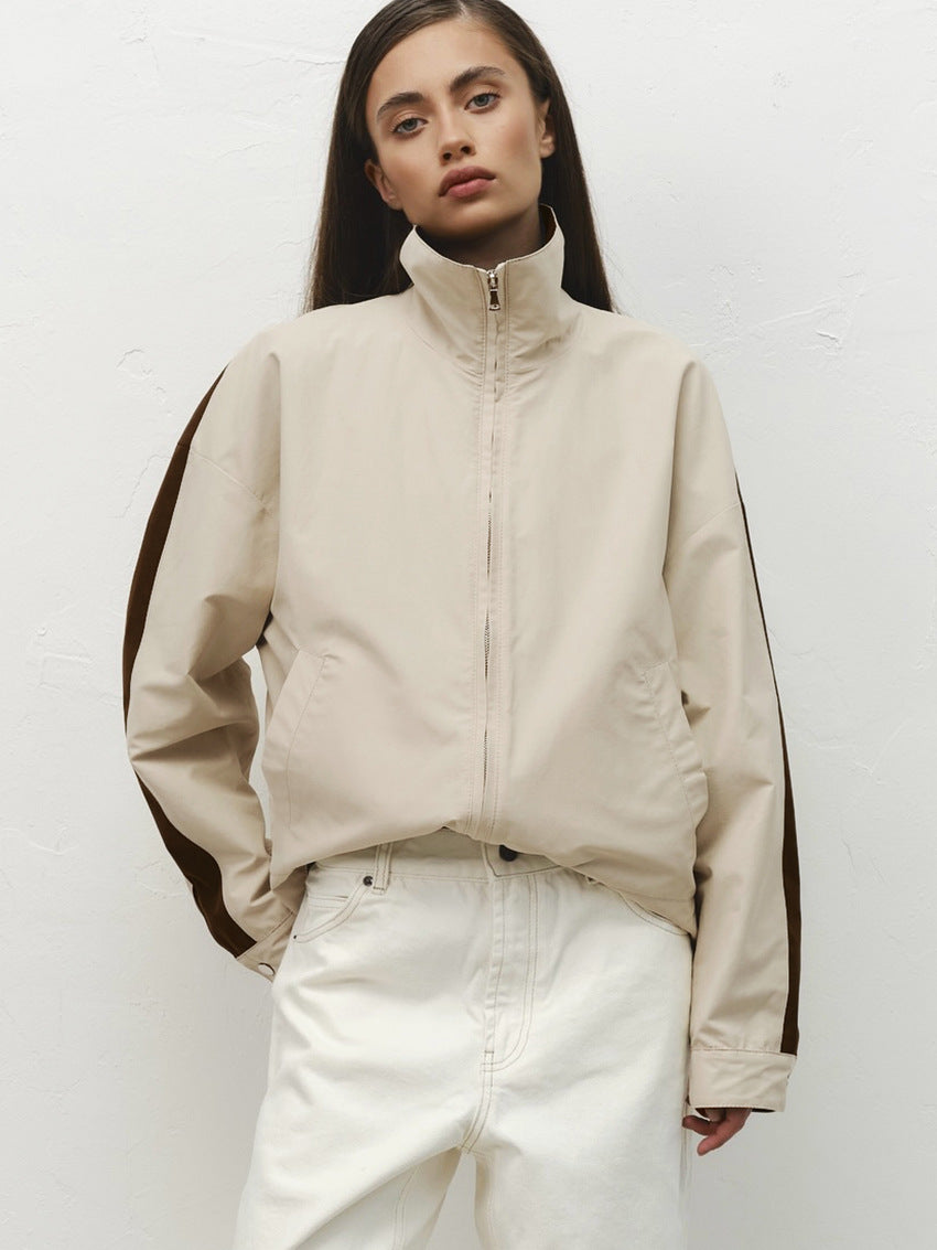 Chaqueta con cremallera y raya en contraste Demi