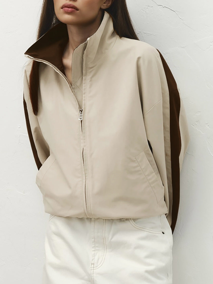 Chaqueta con cremallera y raya en contraste Demi