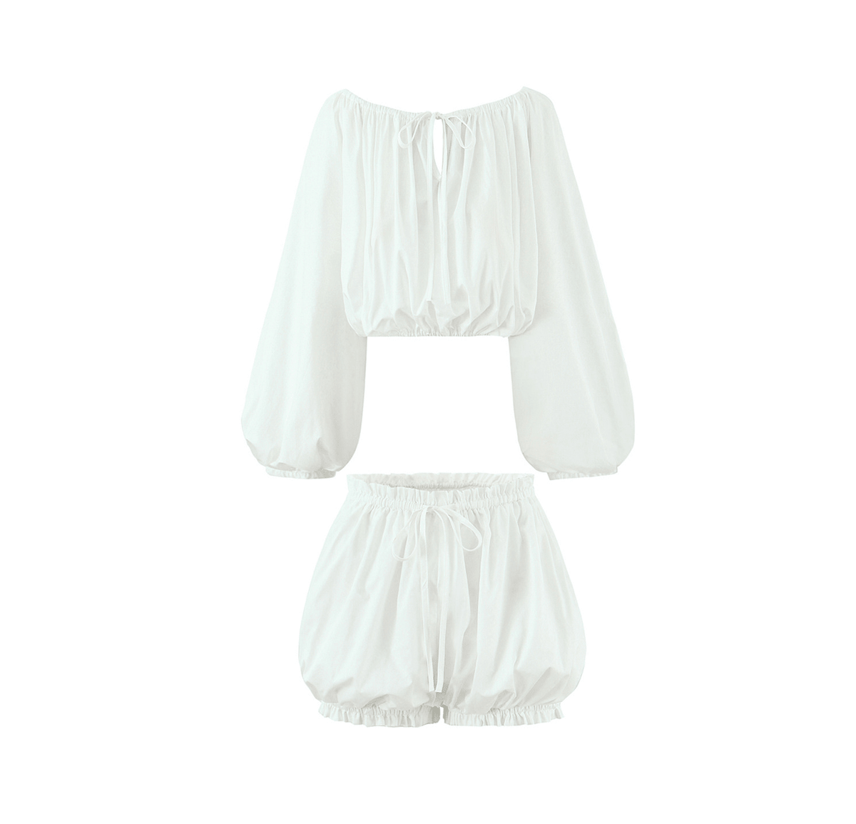 Conjunto de blusa de hombros descubiertos y shorts Zoe