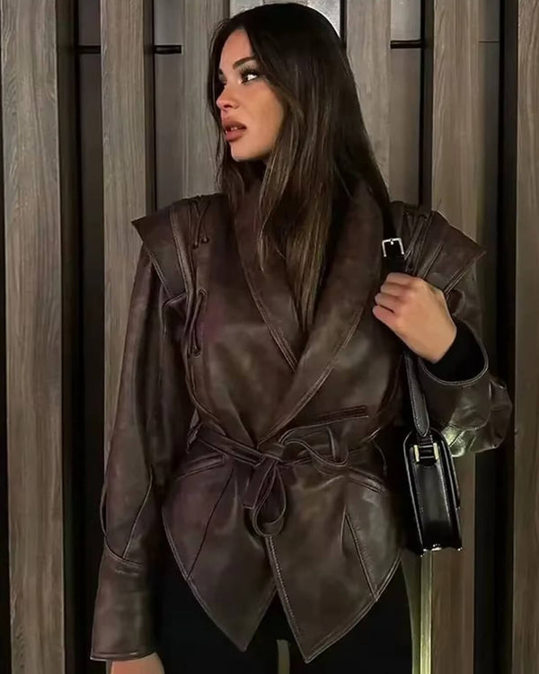 Chaqueta de cuero estilo motociclista Zyra