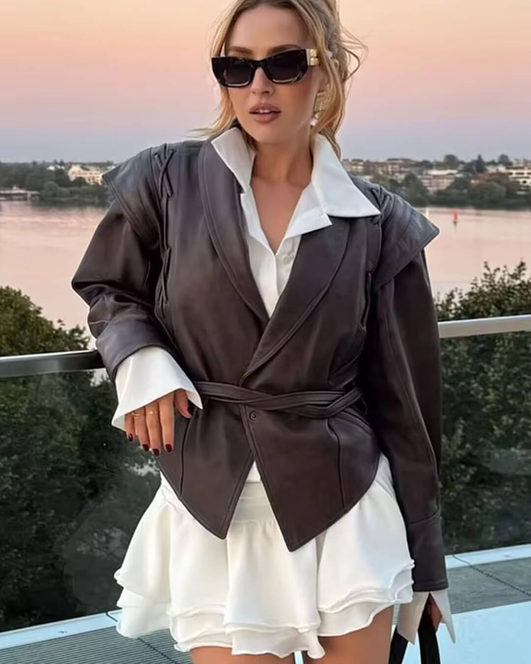 Chaqueta de cuero estilo motociclista Zyra