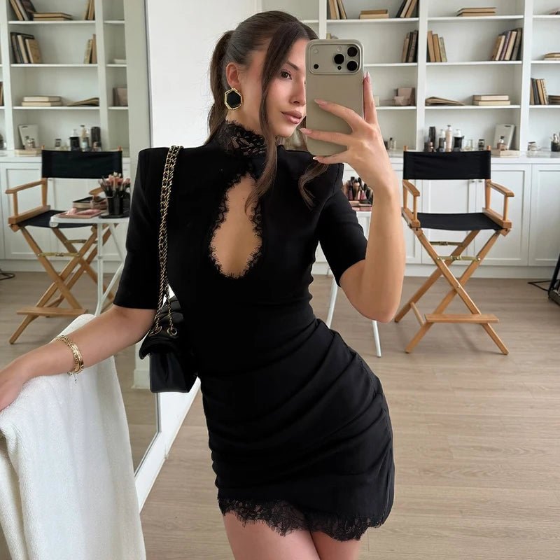 Ylva Cut-Out Lace Bodycon Mini Dress